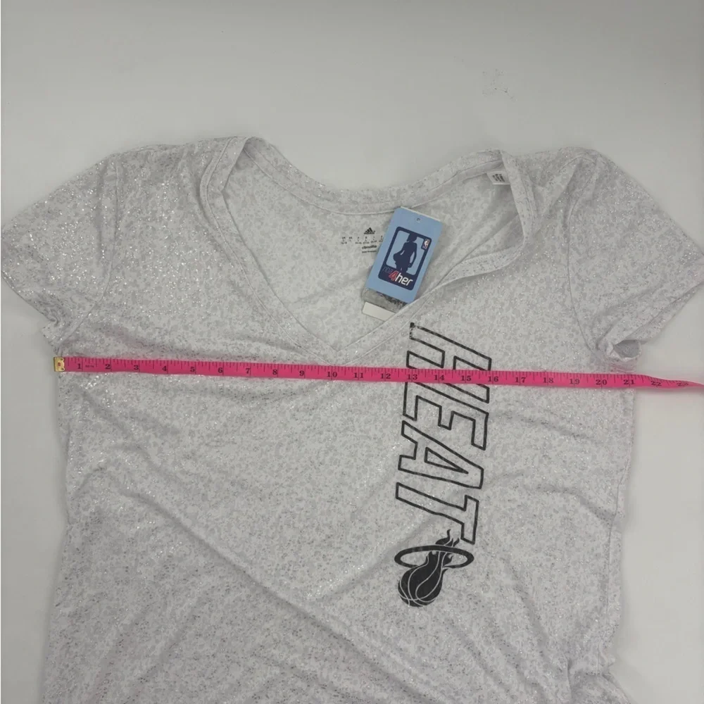 adidas White Miami Heat V-Neck Tee - Picture 8 of 8